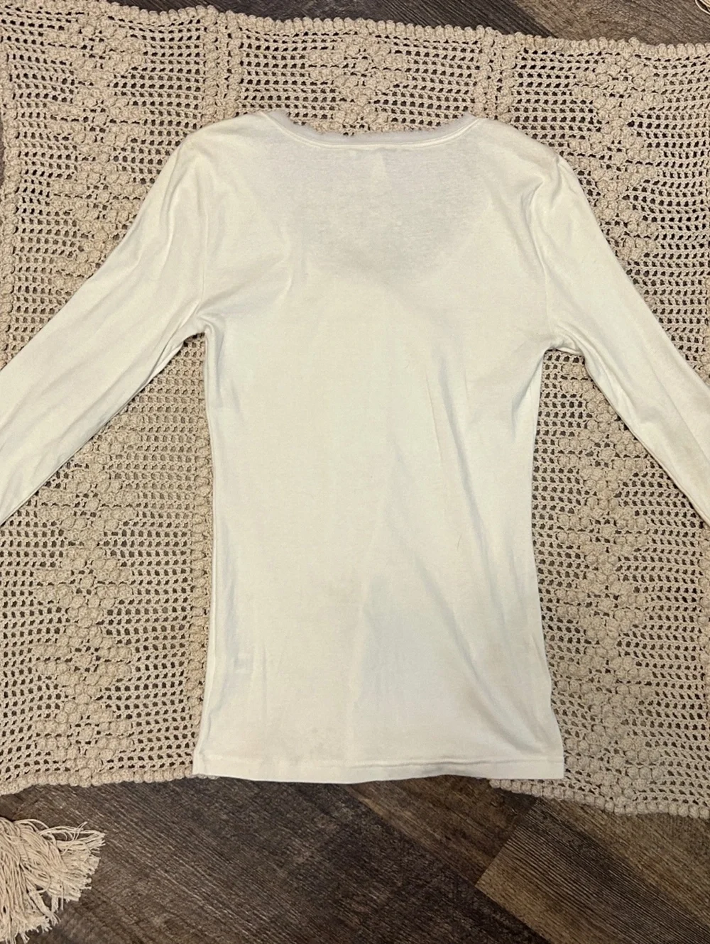 Banana Republic 2 Top Bundle M Black White Ruffle Henley Y2K Layering Long Sleev